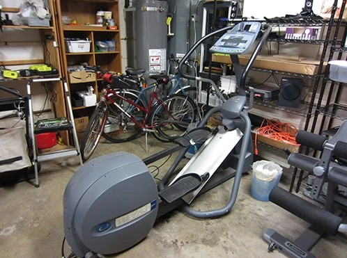 elliptical machine in garage