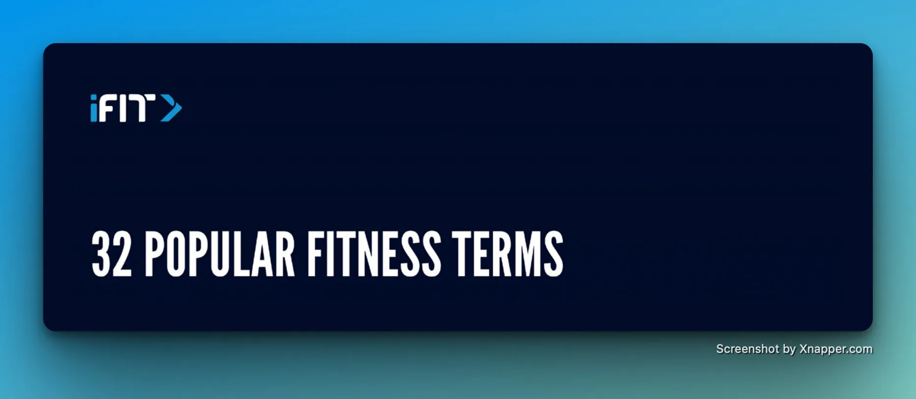 Popular iFit Fitness Terms