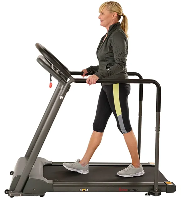Sunny Health and Fitness Walking Treadmill with Low Wide Deck